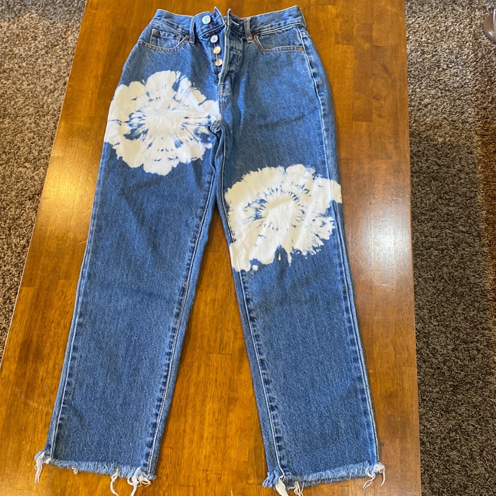 PacSun, 25, Straight Leg high rise, worn lightly, Blue and White